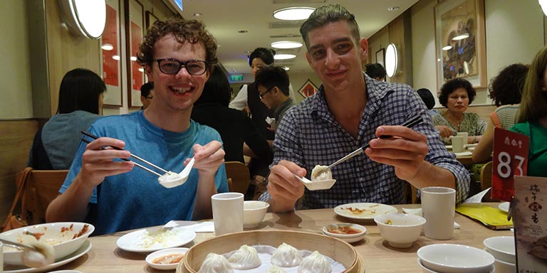 Students try dumplings