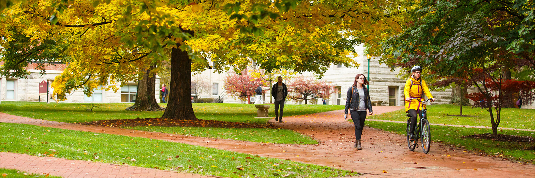 Students walking on the IU campus