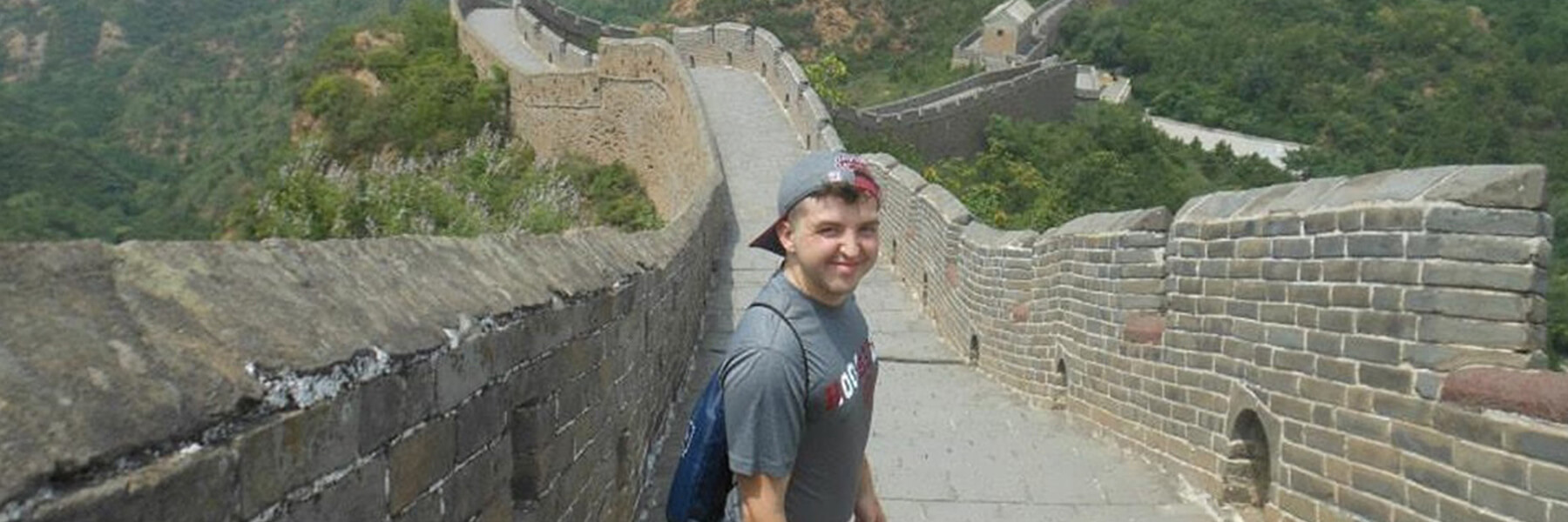 A student on the Great Wall of China